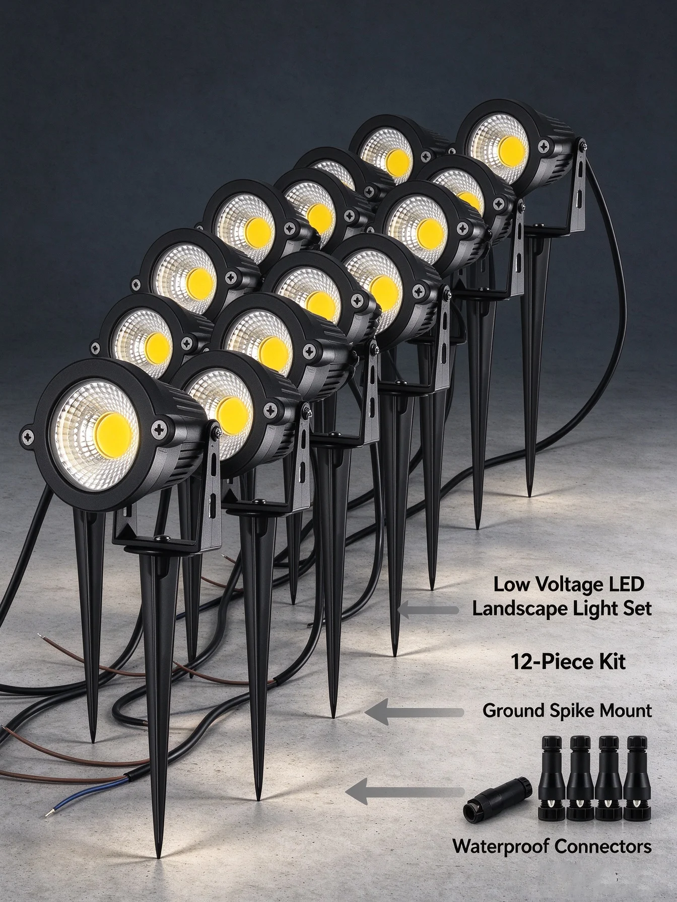 6-14 Pack 5W 12V/24V Low Voltage Landscape Lights with Connectors IP65 Waterproof Spotlights for Tree Pathway Lawn Yard Decor