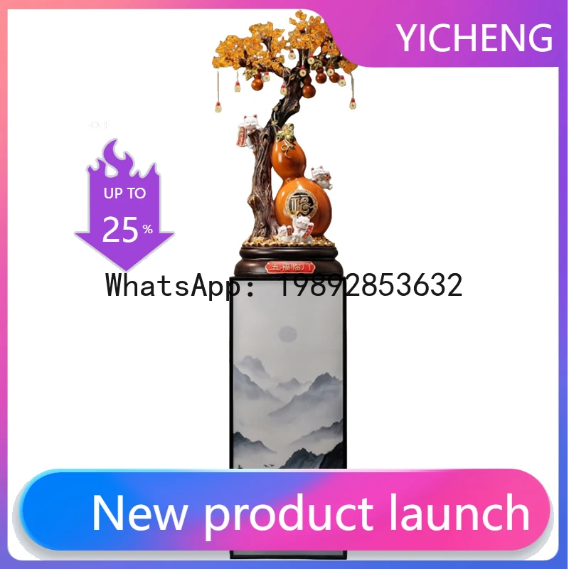 

XX Gourd Fortune Tree Floor Ornament Beside TV Cabinet Chinese Style Large Art Decoration