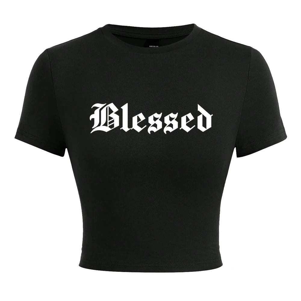 Béni créativité lettre T-Shirt femmes rue t-shirts occasionnels doux ajustement serré T-Shirt court élastique confortable T-Shirt vêtements