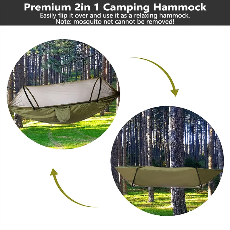 2024 Hammocks With Camping Outdoor Garden Anti Mosquito Net Survival Tourist Sleeping Hanging Hammocks Pop Shelters Full Set Bed