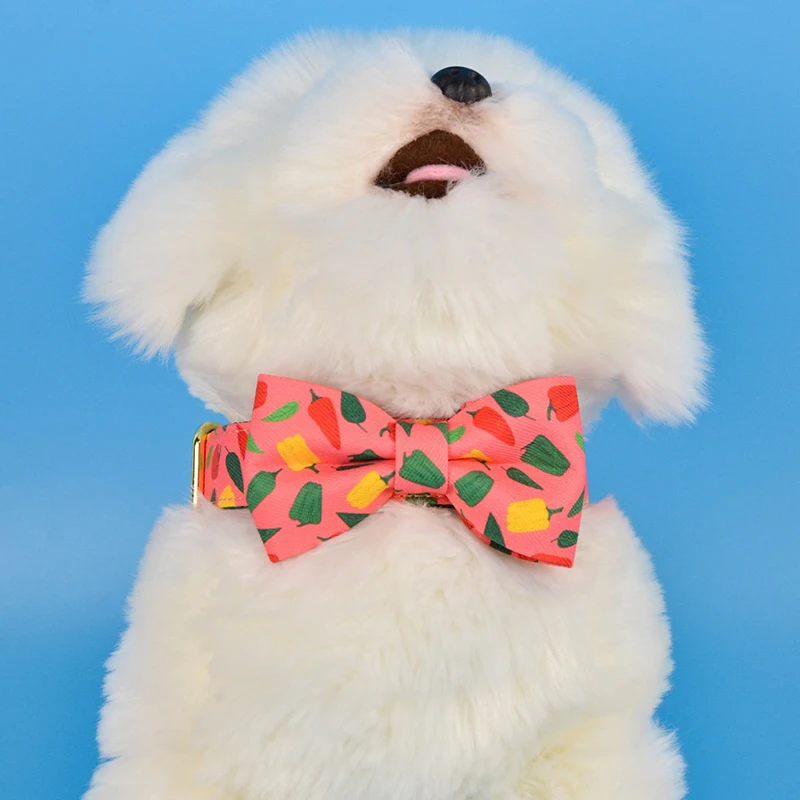 

1 Pcs Pet Collar With Bow Tie Collar Valentine's Day and New Year Gifts Cute Double Side Printed Necklace Pet Collar