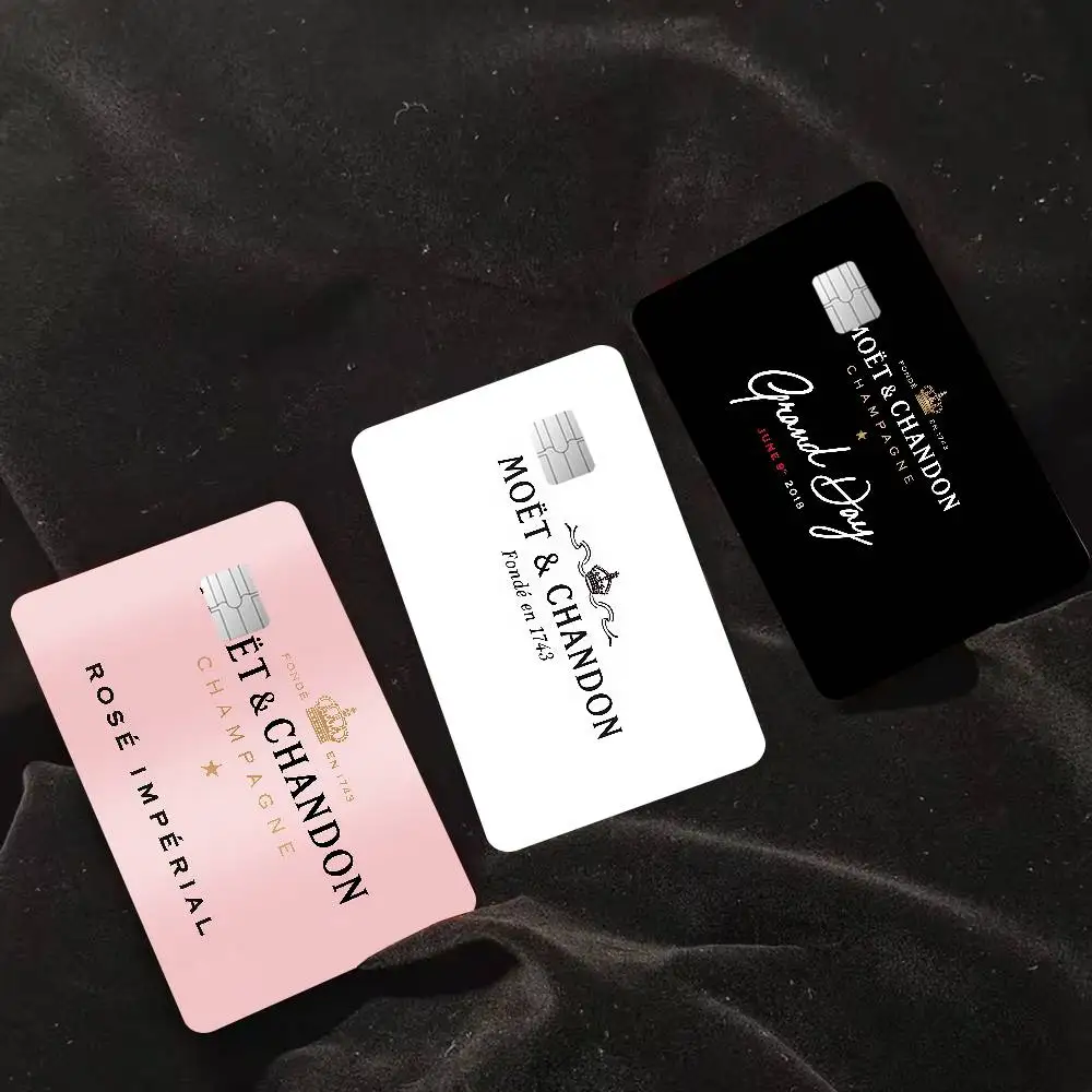 Adesivos de Cartão de Crédito com Desenhos da Marca M-Moet C-Chandon para Cartão Bancário, Cartão de Ônibus e Metrô, Adesivo à Prova d'Água, Presente para Mulheres