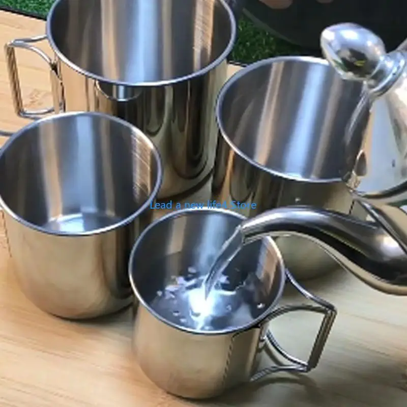 

Y55E 4Pieces Coffee Wine Cup Outdoor Water Stackable Lightweight Camping Tableware