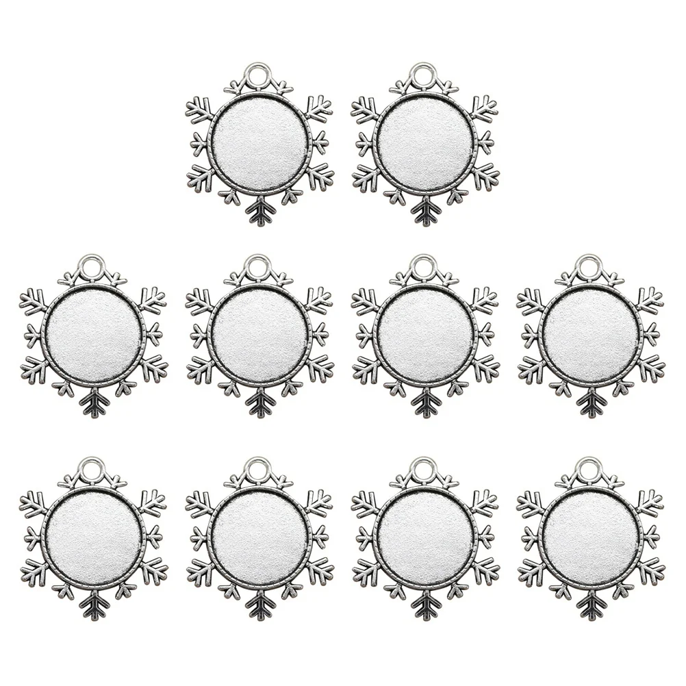 

10 Pcs Snowflake Necklace Hanging Decoration DIY Alloy Pendant Charms Jewelry Making Pendants Craft Supplies Accessories