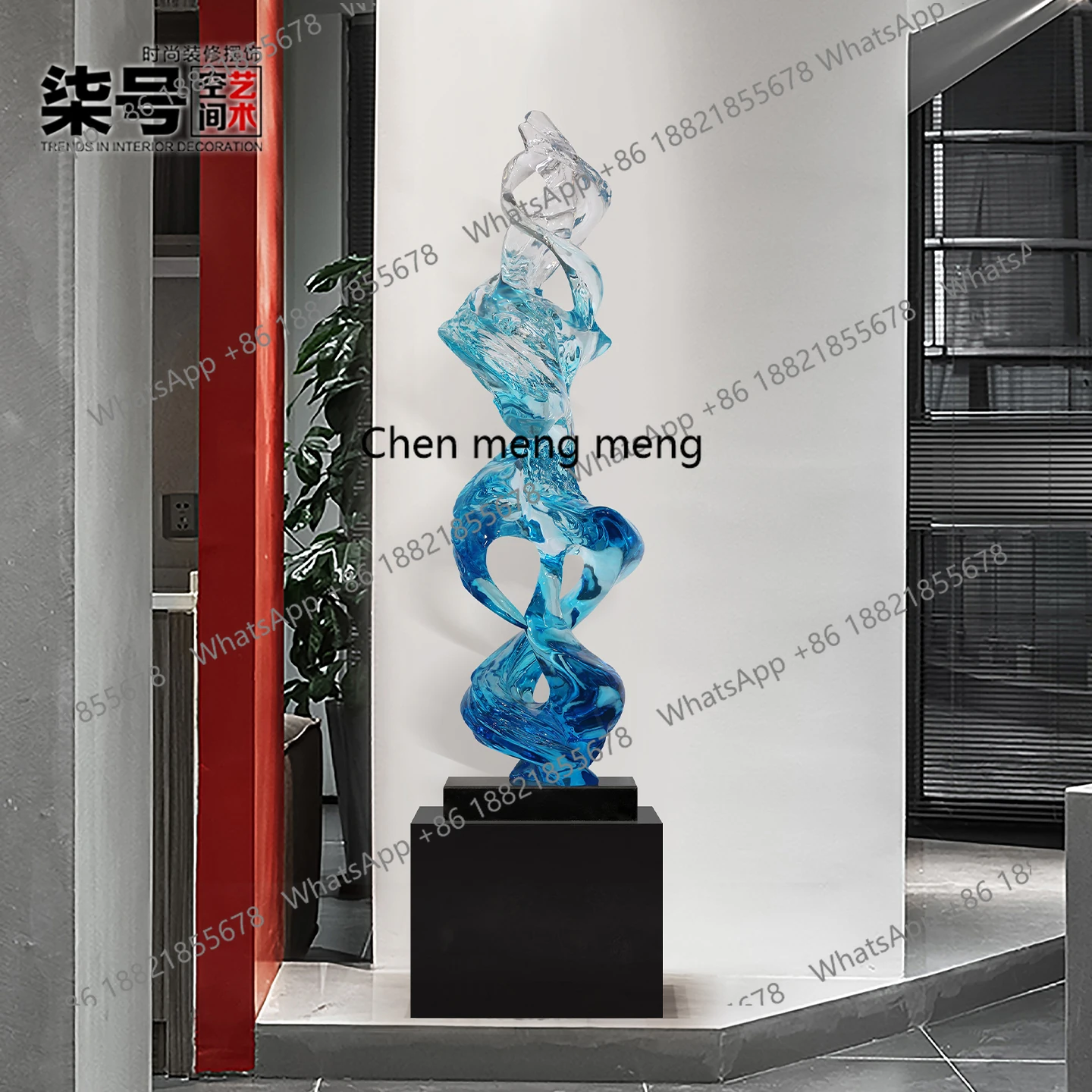 

Entrance TV cabinet ornaments transparent resin hotel lobby sculpture high-end decoration