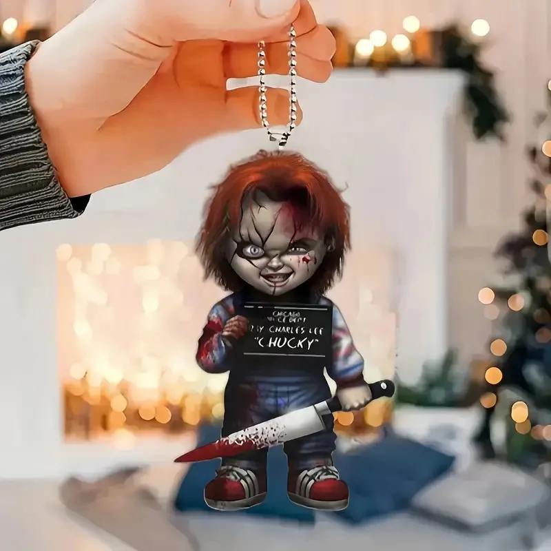 子供のためのチャッキーアニメフィギュアおもちゃ、バックミラー、アクリルペンダント、ハロウィーンホラー人形、収集可能な装飾品、漫画のアクセサリー
