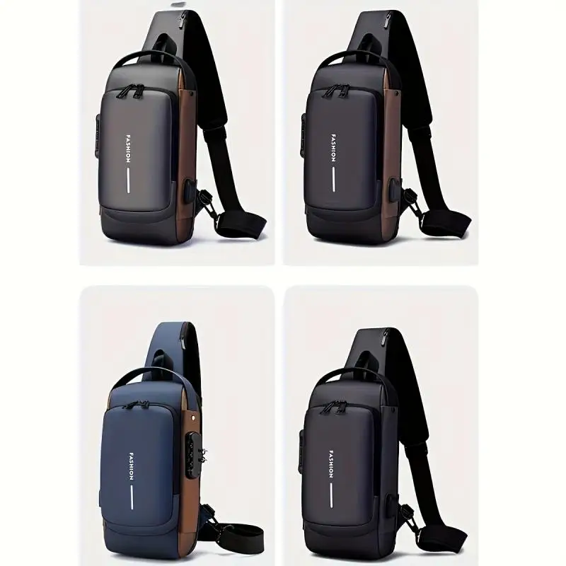 Diebstahlsichere Brusttasche für Herren, modischer Motorrad- und Freizeit-Sport-Schrägrucksack, strapazierfähiges Oxford-Gewebe – Detail 5