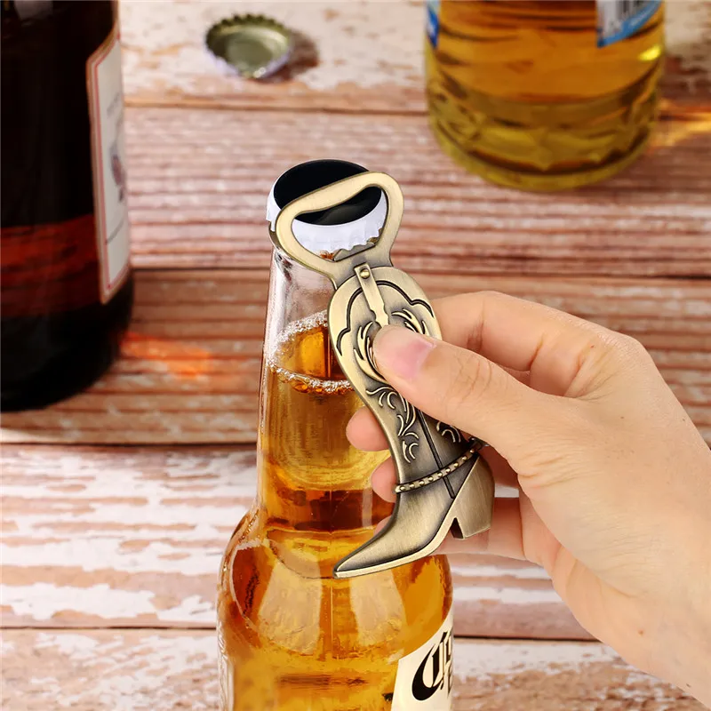 Unique Style Women's Cowboy Boots Shape Wine Openers Bottle Beer Opener Metal Corkscrew for Kitchen Barware Wedding Gift Set