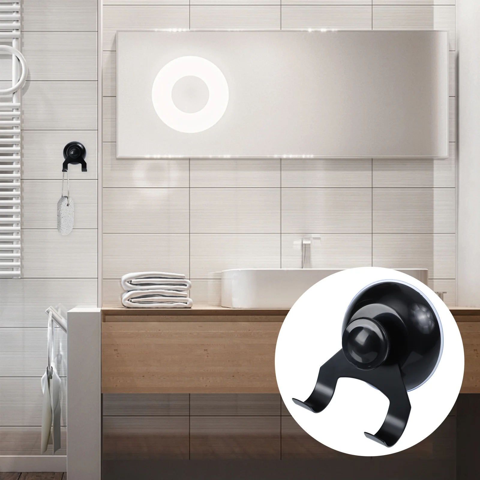 

1pc Stainless Steel Hook Multi-Use No Trace Wall Mount Suction Cup For Bathroom Kitchen Shower Storage Key Bag Hanger