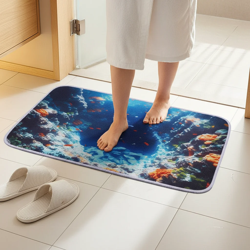 3D Visuelle Kieselgur Badematte 40*60cm Hochabsorbierend Rutschfeste Bodenmatte für Badezimmer Tür Heim Badezimmerzubehör