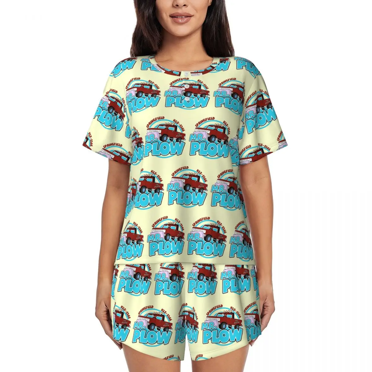 

Ночная рубашка с круглым вырезом и короткими рукавами Mr Plow Thats My Name, женский свободный пижамный комплект с короткими штанами