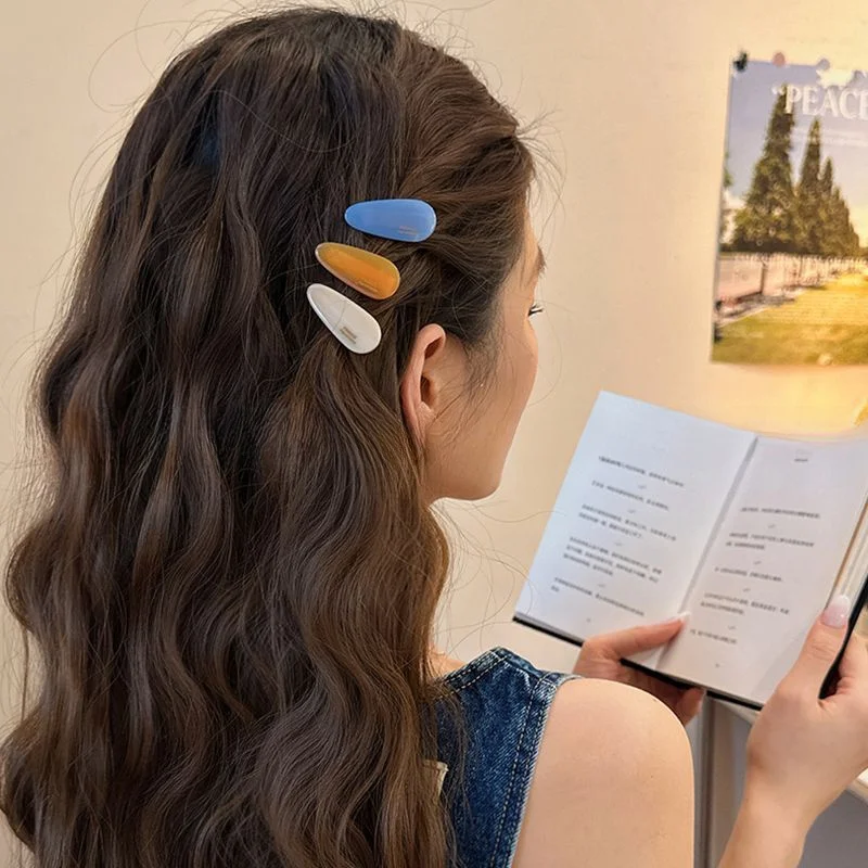 3/6pcspcsNew primavera e verão gota de água pequeno grampo de cabelo clipe de borda, clipe lateral, feminino high-end duckbill clip headwear