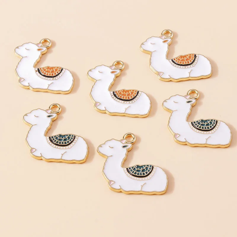 Leslie 20pcs Cute Enamel Alpaca Pendant Charms for Jewelry Making Necklace Earrings Handmade Bracelet DIY Accessories Findings