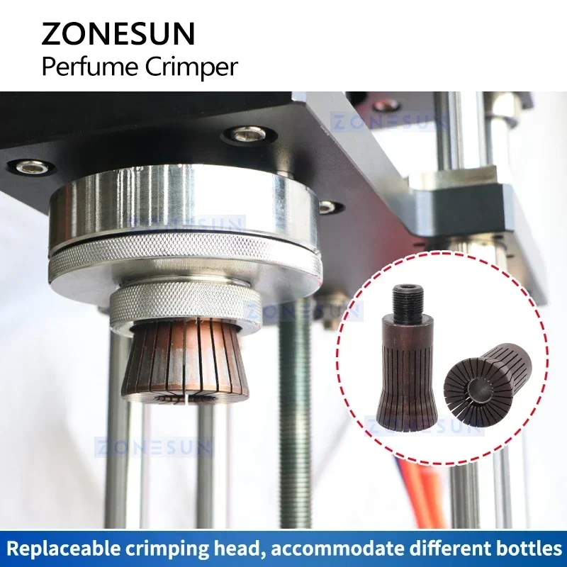 ZONESUN الهوائية غطاء زجاجة عطر آلة الضغط الزجاج التمهيد البخاخ ختم رائحة العطر معدات التعبئة والتغليف ZS-YG08Z