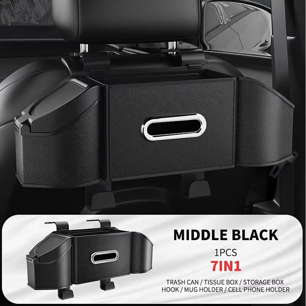 

7 In 1 Car Seat Back Cup Holder Storage Box Tissue Box With Hook Auto Backseat Organizer Car Phone Holder For Auto Interior D4I6