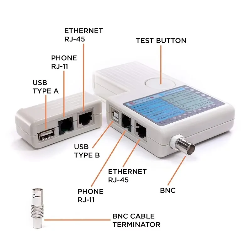 เครื่องทดสอบมัลติฟังก์ชั่น Four-in-one เครื่องทดสอบสายเคเบิลสายโทรศัพท์สายเคเบิลเครือข่าย BNC COAXIAL CABLE เครื่องทดสอบ USB