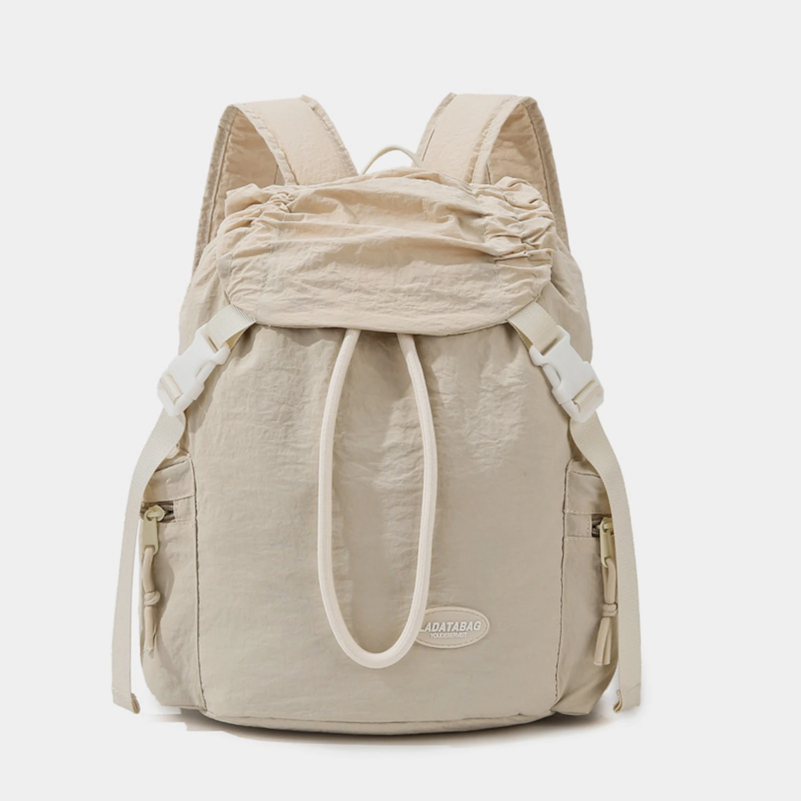 

Women Drawstring Backpack With Ruffled Design Lightweight And Stylish For Students