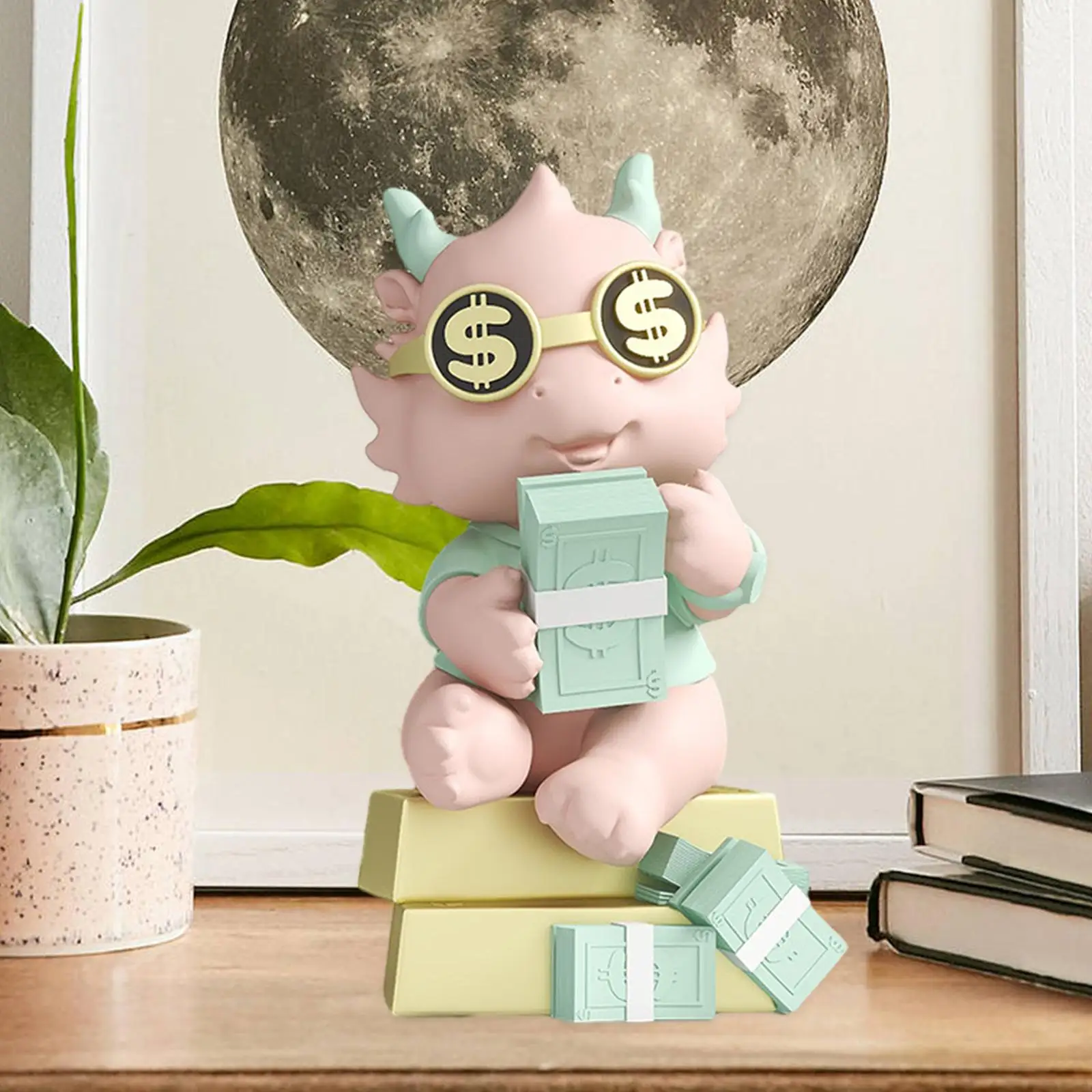Dragon Statue Money Bank Desk Animal Sculpture for Cabinet Bedroom Bookshelf