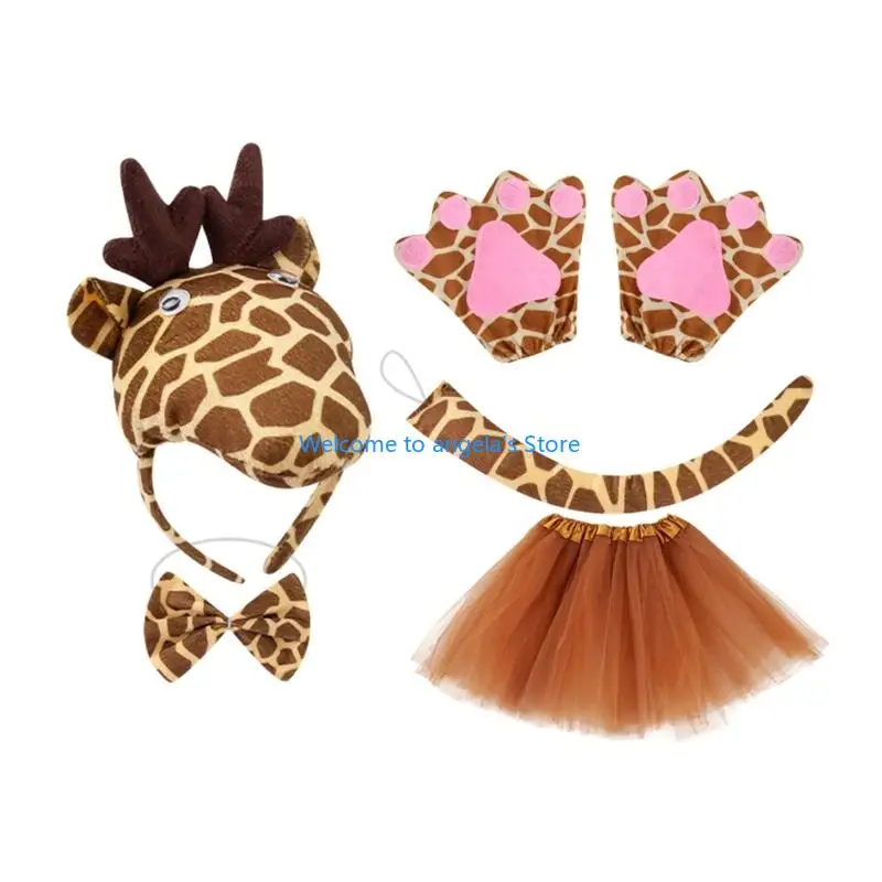 X4YC 1/3/4/5 동물 기린 의상 액세서리 소녀를위한 할로윈 코스프레 의상