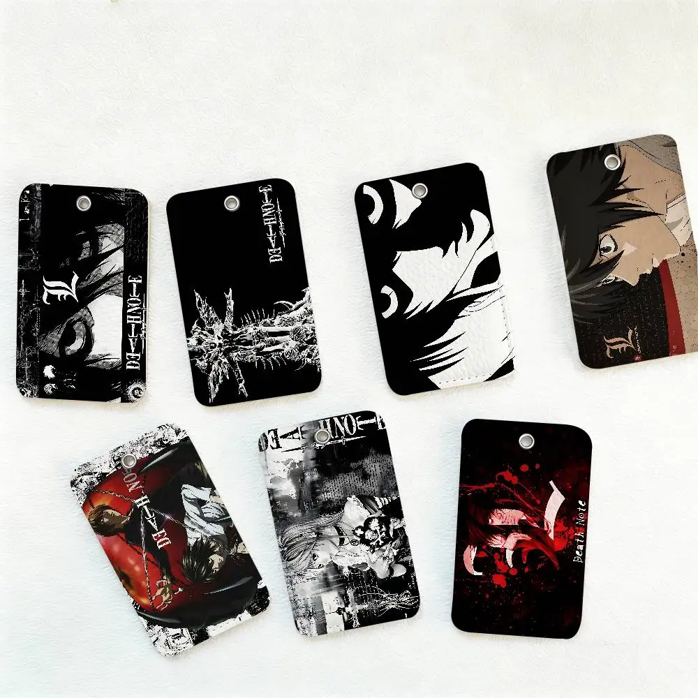 

Death Note Anime 1Pc PU Leather Card Holder Keychain Key Ring Door Lock Access Tags ID Card Case Keychain Card