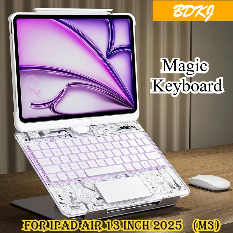 

Чехол Y2K Science Fiction Magic Keyboard для нового iPad A16 11th Air 7, 11, 13 дюймов M3 2025 Pro 13, оригинальный чехол с Bluetooth-клавиатурой