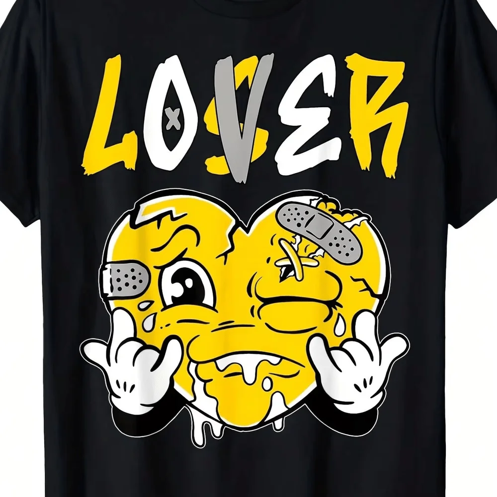 Loser Lover Yellow Drip Heart Matching Outfit T-Shirt For Men - Fashionable Graphic Tees For Couples - Soft And Comfortable Wear