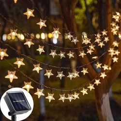 12m/7m/5m Outdoor Solar Star String Lights Weatherproof Solar Lights Fairy Lights Star for Christmas Garden Wedding Decoration