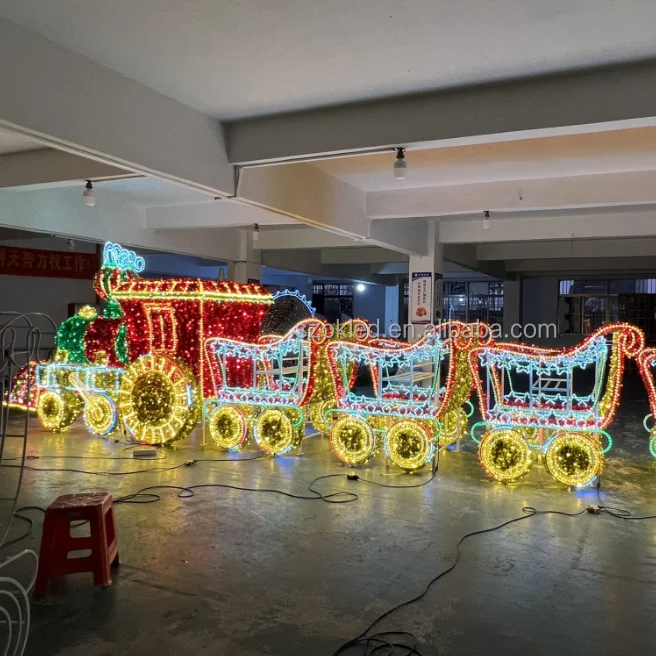 LED 3D Christmas  Decoration shopping mall event Truck Motif Lights pop up LED Rope Lighted Outdoor 3D led Train motif light