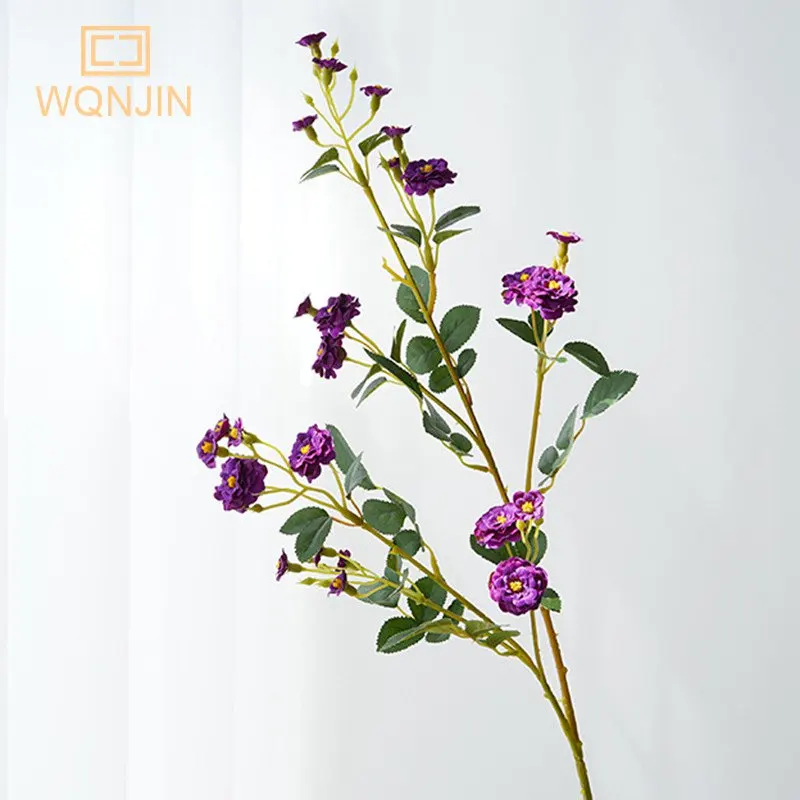 WQNJIN 75 cm Blau Hochwertige Europäische Mini Rosen Lange Zweig Künstliche Seidenblumen Hause Tischdekoration Raumdekoration – Detail 12