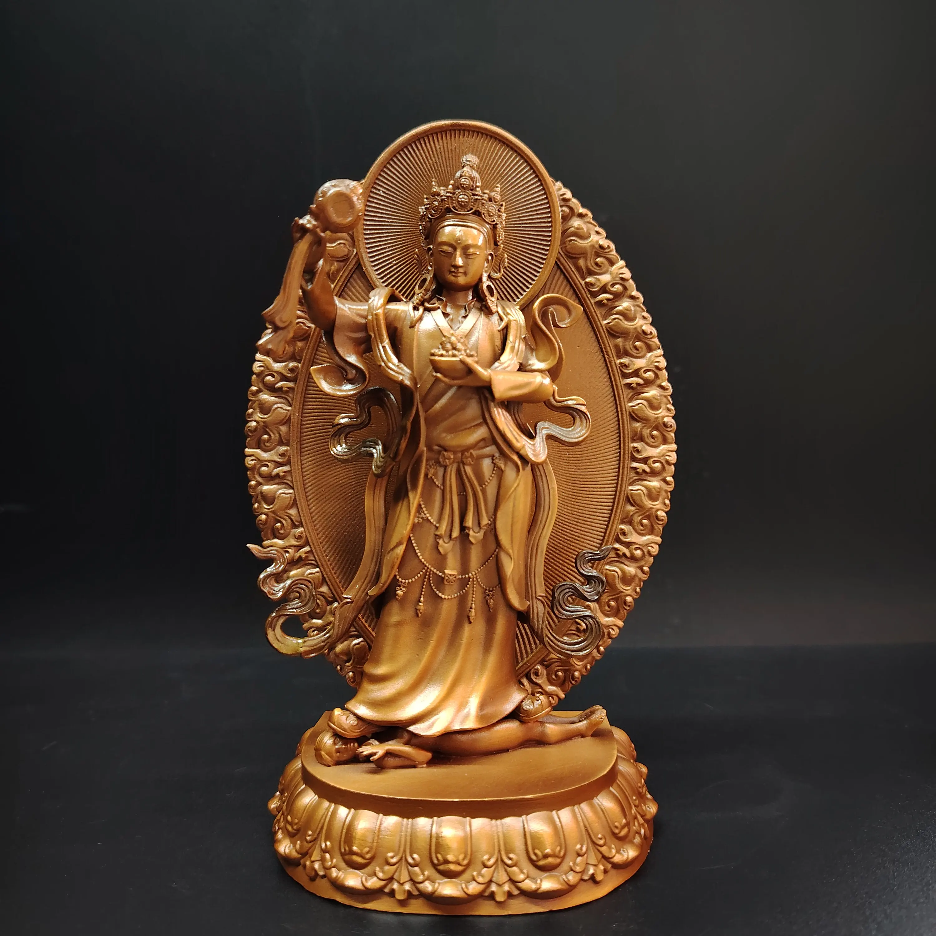 Tibetan Ethnic Fine Antique Copper Achi Chokyi Drolma Protector Statue 15cm Altar Blessing