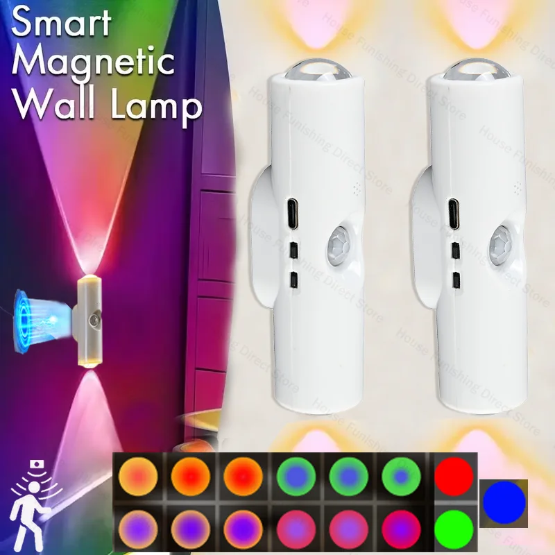 

Led Night Light Rgb Gradient Ambient Light Magnetic Suction Light With Motion Sensor Suitable for Wardrobes and Cabinets Closet