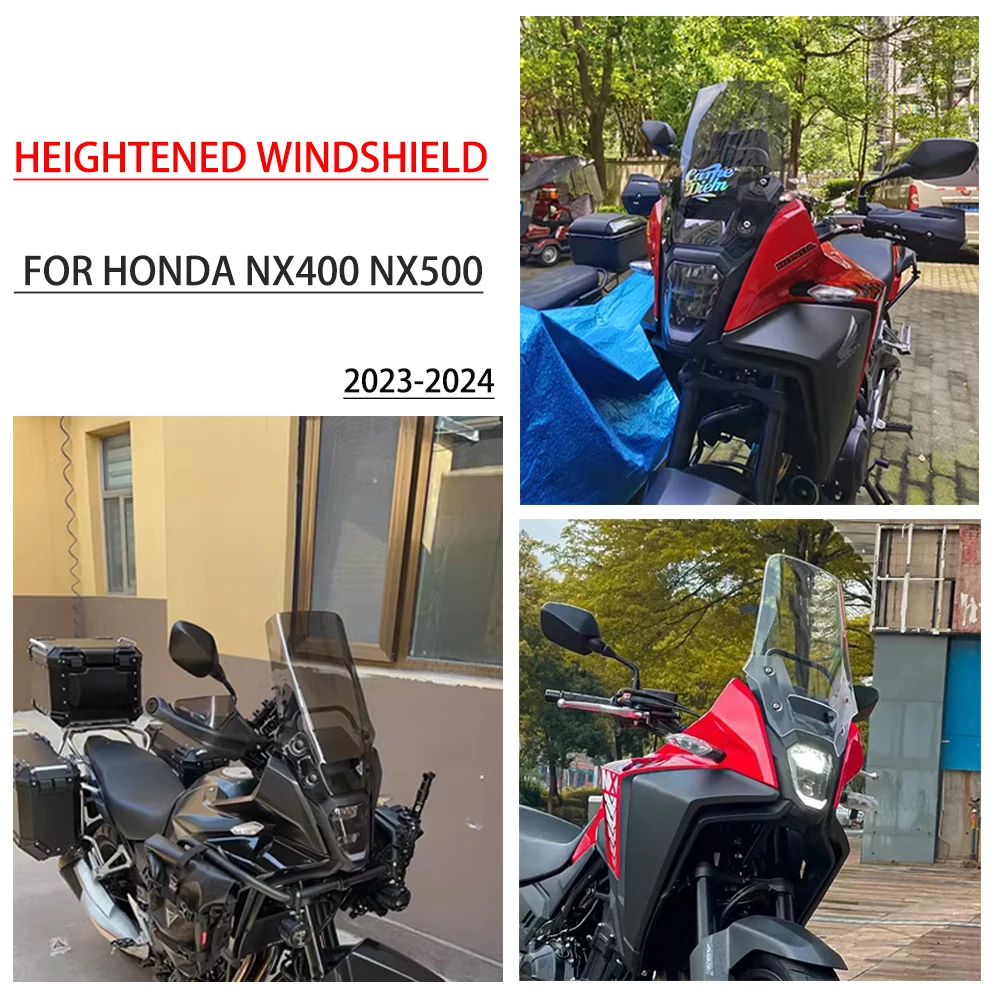 NX500 Windshield Motorcycle Heightened Windshield For Honda NX400 2023 2024 NX 500 2024 High Definition Wind Deflector