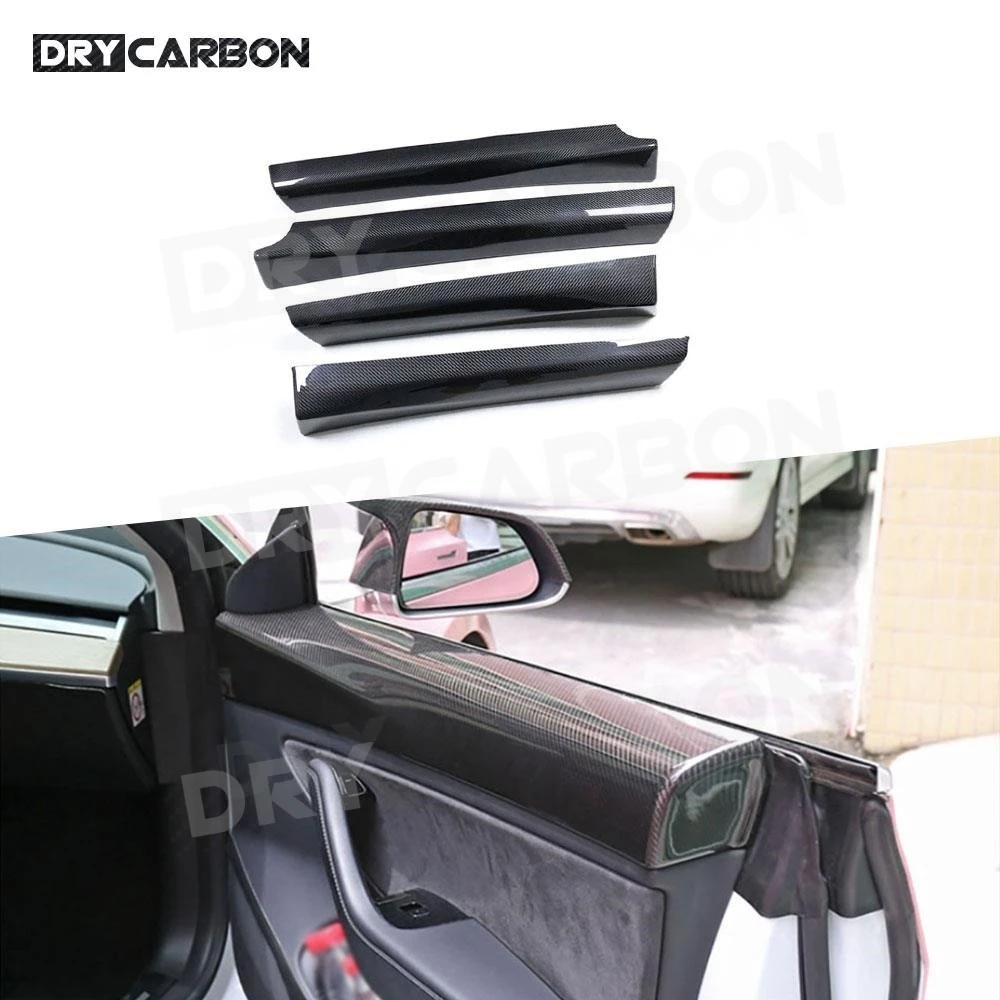 

Dry Carbon Fiber Dashboard Door TrimInterior Dash Decor Panel Trims for Tesla Model Y for Model 3 2018+