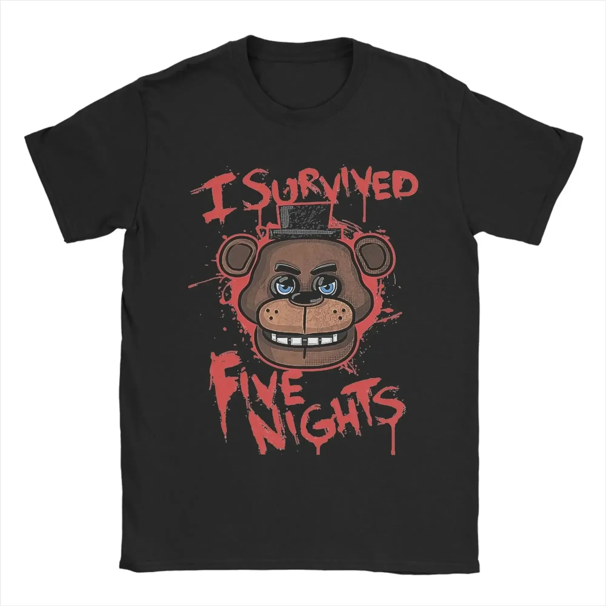 Five Nights at Freddy's T-Shirt – Klassisches Animatronic Crew Grafik-T-Shirt für FNAF-Fans, schwarzes Baumwoll-Oberteil für Männer und Jugendliche – Detail 13
