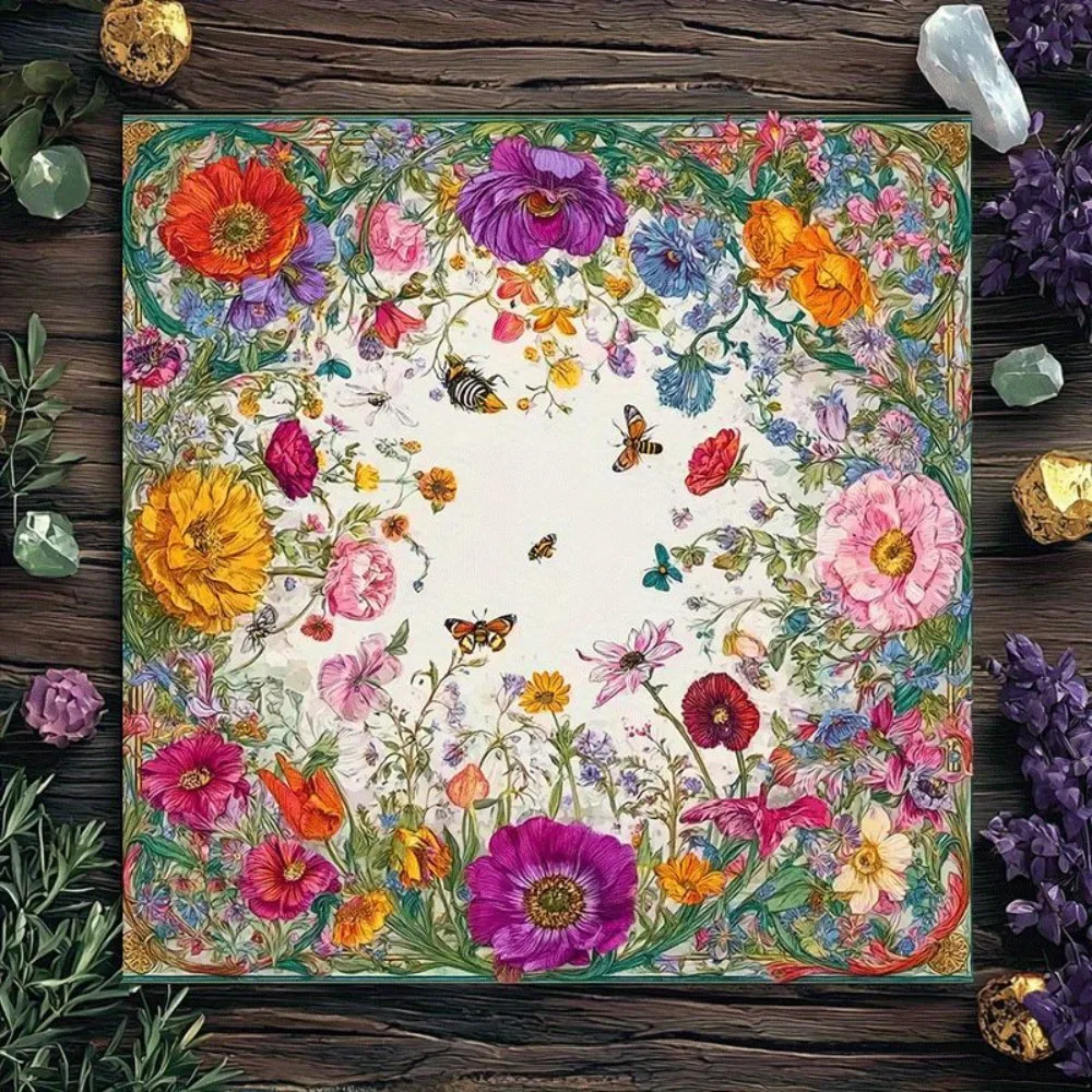 50/75/110/137cm Tarot Tablecloth Altar Cloth Printed Floral Insect Butterfly Botanical Divination Tarot Reading Party Decor