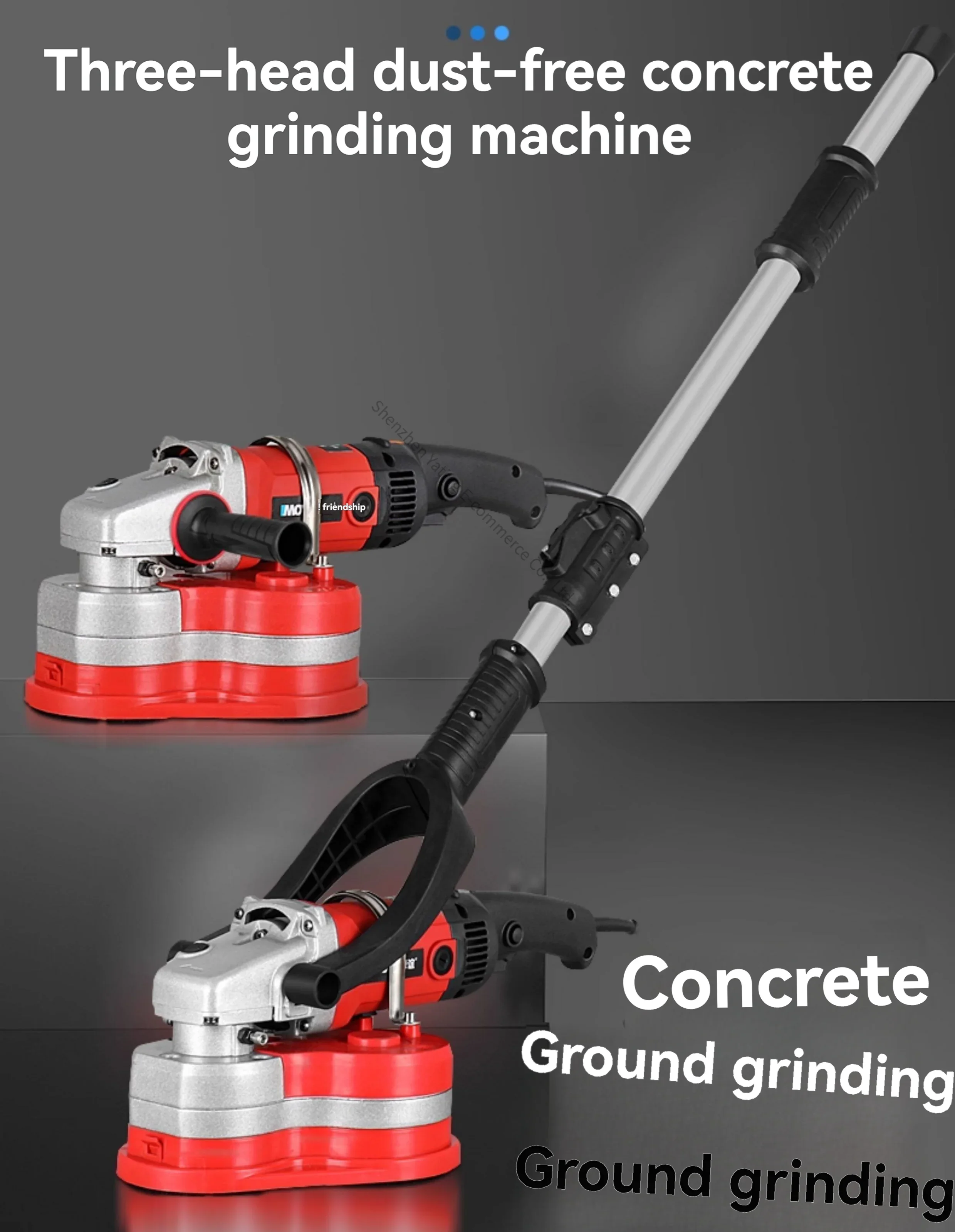 Handheld Three-head Dust-free Grinder Coarse Planer Small Ground Grinder Cement Floor Grinder Concrete Artifact