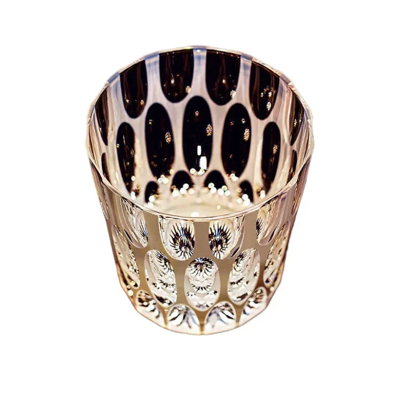 creative foreign wine cup Handmade engraved gift cup Pearl white water wave whisky glass
