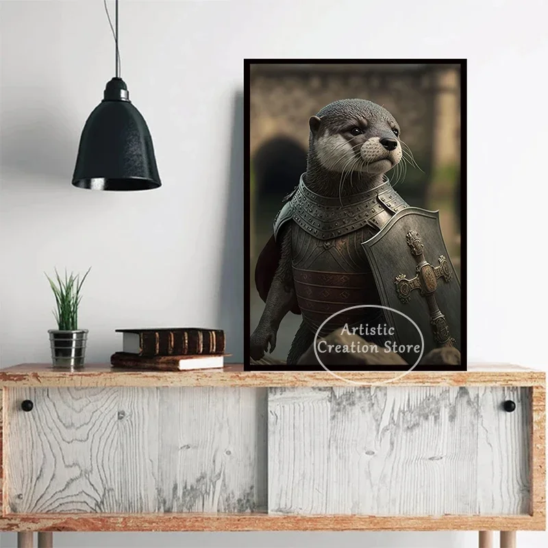 Otter Suit Funny Otter Poster Print Canvas Painting Warriors Pirate Otter Wall Art Pictures Modern Living Room Home Decor Gifts