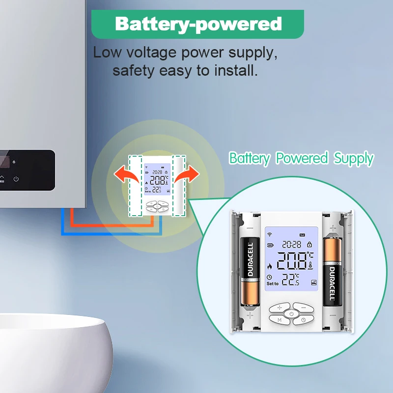 Imagem -04 - Termostato Inteligente Tuya Zigbee Água Gás Caldeira Alimentado por Bateria Controlador de Temperatura Controle de Voz Google Home Alexa Alice