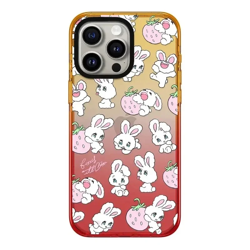 

Cute Rabbit Peach Gradient Border 2.0 Acrylic iPhone 11 12 13 15 14 Pro Max Protective Case, Fits iPhone 15 Pro Max