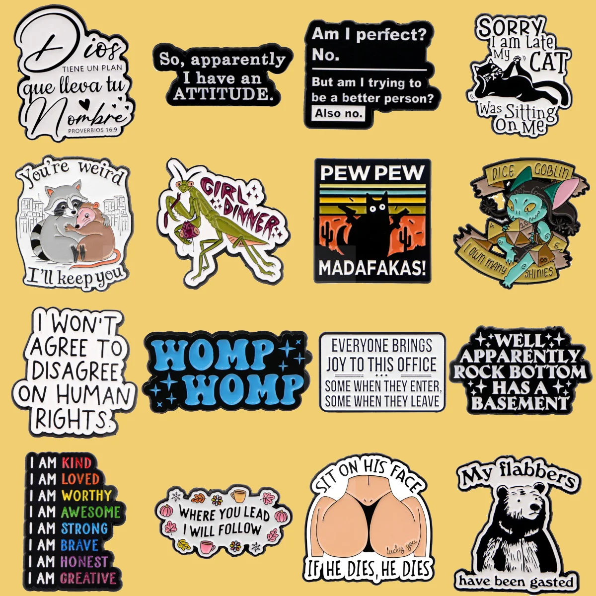 Funny Quotes Enamel Pin Cartoon Bear Brooches For Women Collar Lapel Pin Backpack Bags Badges Party Gifts Clothing Accessories