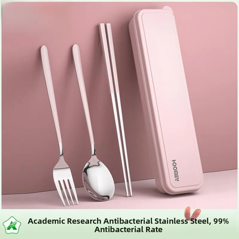 

Portable Stainl Steel Chopstis Spoon Set Tee-Piece Student Storage Box Single Person Dining Utensils Box Outdoor Campi...