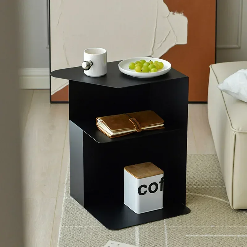 Iron Sofa Side Table Wear-Resistant Geometric Coffee Table Cold-Resistant Storage Shelf Moisture-Proof Bedside Cabinet