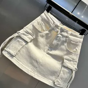 Weibliche Jeans mit hohem Werkzeug, Vintage -Vintage -Rock, Taschenwäsche mit einem dreidimensionalen Riemen, Casual Clown, Y2K, Sommer, neuer Mode, 2024 8 Hauptverkaufsrock 3D - №4