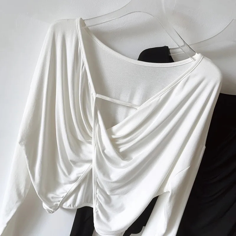 Modern Dance Costume Backless Modal Top Women's Long Sleeve Loose Street Dance Yoga Performance Clothes Commute Style Korean ...