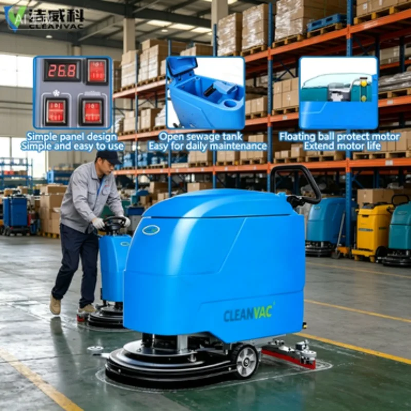 Multi-Surface Automatic Battery Powered Walk-behind Floor Scrubber for PVC, Ceramic Tile, Concrete and Epoxy in Commercial