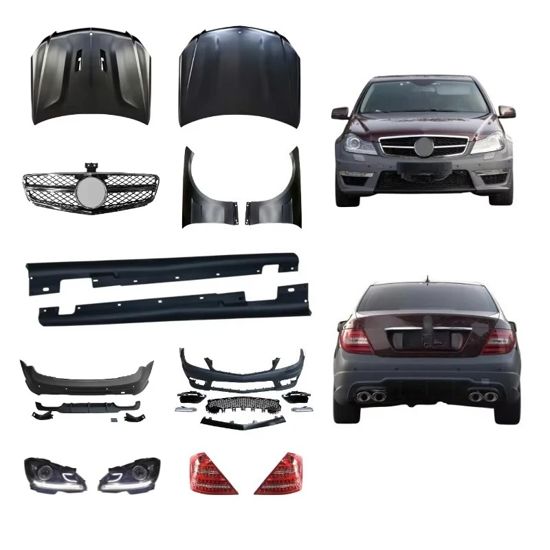 Auto Body Conversion Kit for Benz W204 C-Class Upgrade C63 Style Bumper Grille Hood Fender Lighting Parts