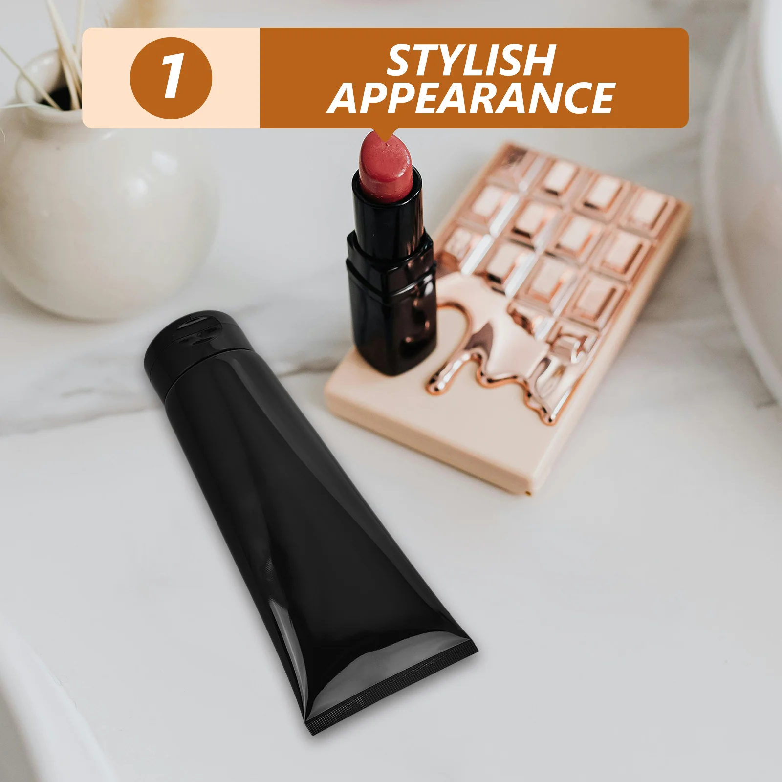 

Travel Shampoo Bottles Refillable Lotion Tube Squeeze Plastic Toothpaste Container Black PP Cap 128 Characters