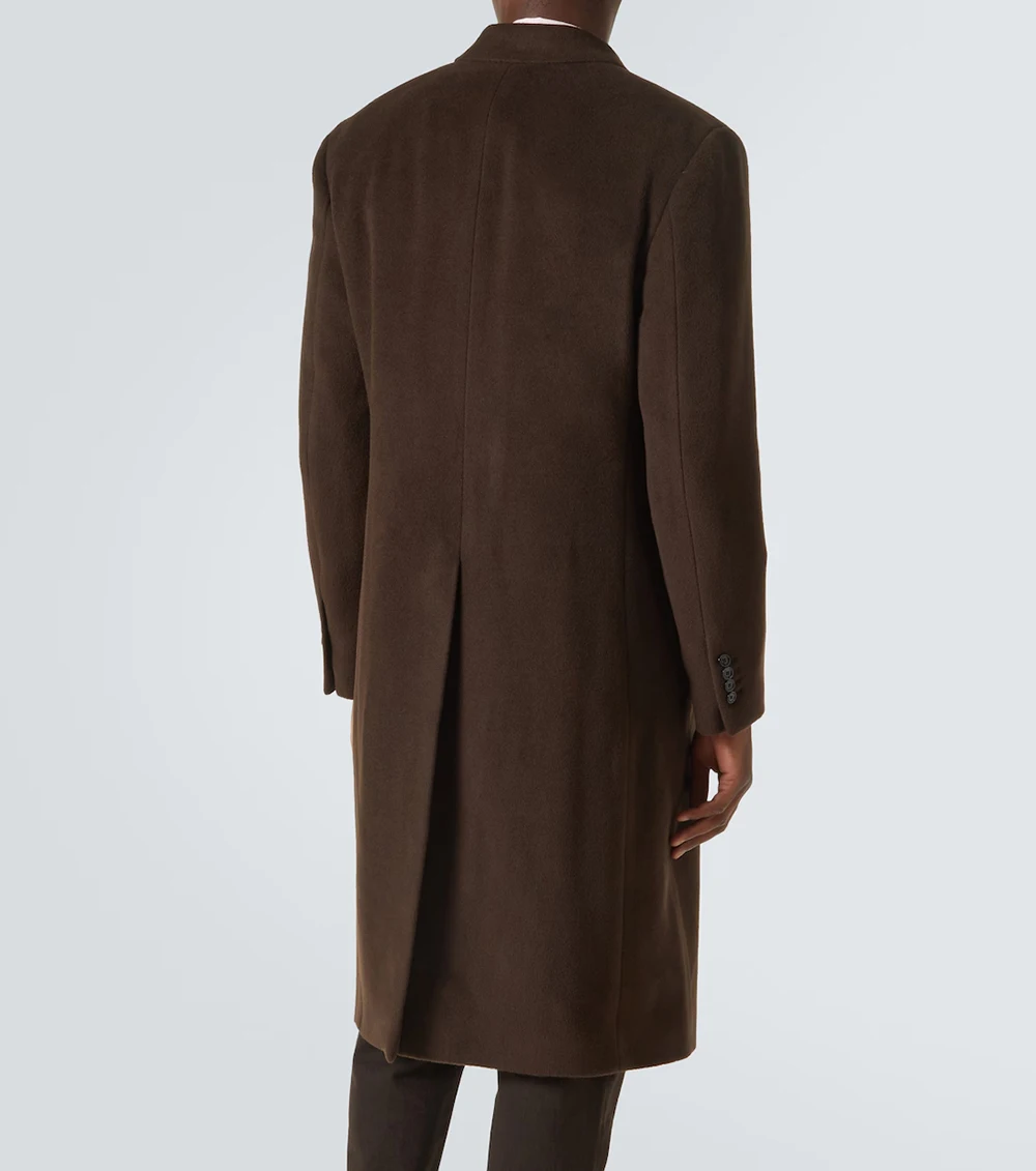 معطف شتوي طويل من الصوف للرجال بلغت ذروتها معطف مزدوج الصدر دافئ بقصة ضيقة سترة عمل فقط مصنوعة حسب الطلب