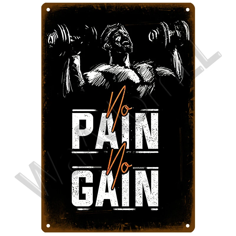 Gym Sign Metal Sign Vintage Metal Poster Plaque Metal Work Out Wall Decor for Man Cave Gym Tin Sign Decorative Plate Fitness